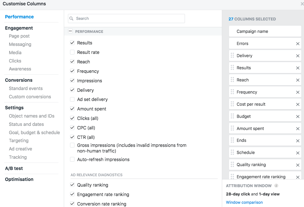 Customising Facebook Ads Reporting